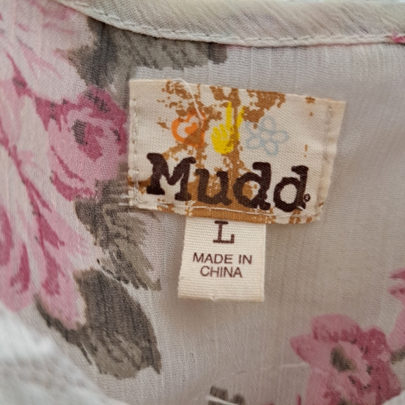 Mudd Pink Flowy Sheer Blouse Junior's Size Large - Picture 2 of 8